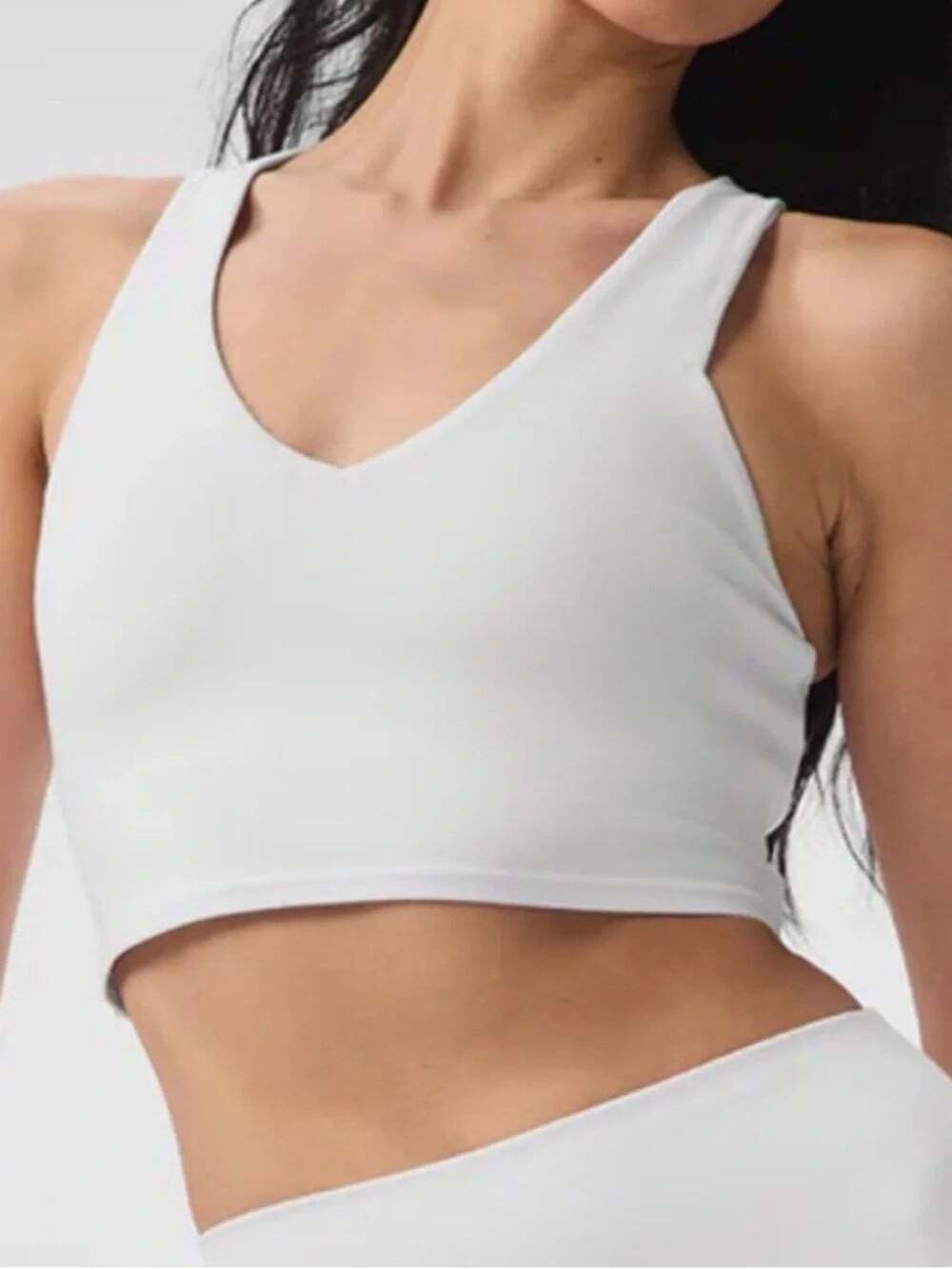 Alo Yoga Airbrush Real Bra Cropped Tank Top Size Medium White Workout Gym